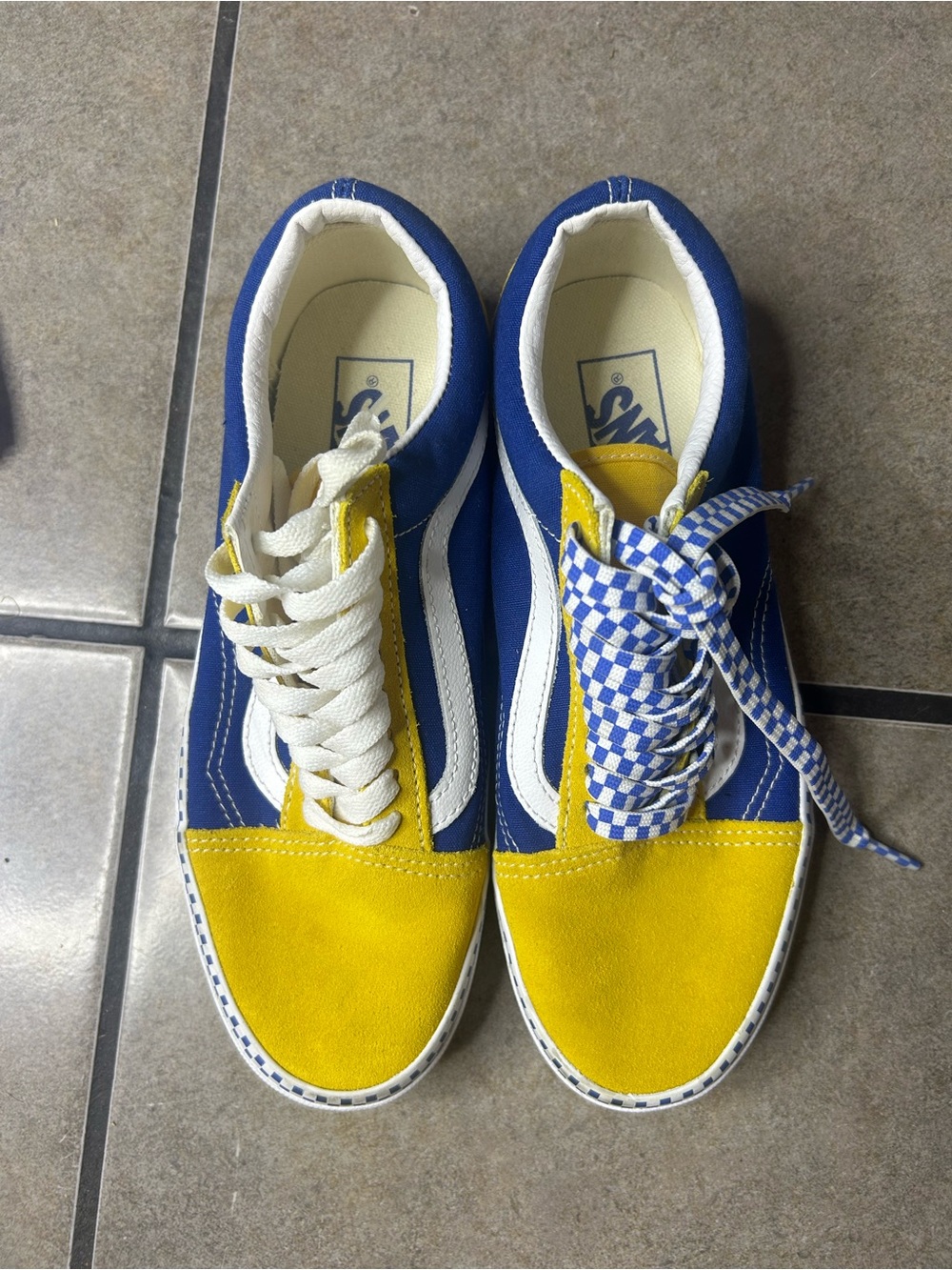Vans Blue & Yellow Low-Top Skate Sneakers with White Stripe